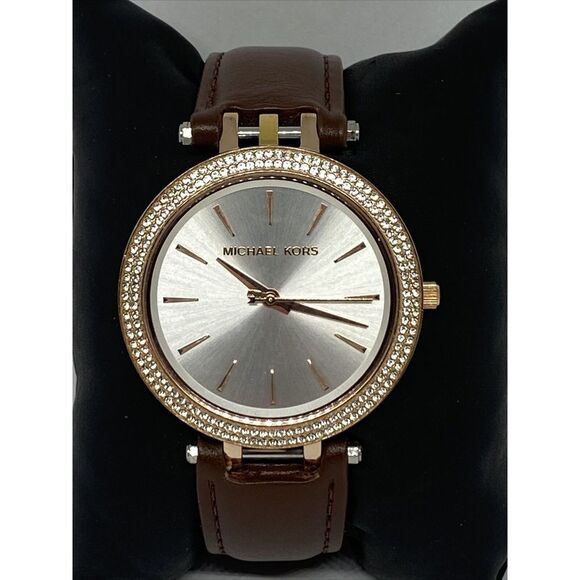 Michael Kors MK3203 Women's Brown Leather Analog Silver Dial Quartz Watch JK118 - Picture 1 of 12
